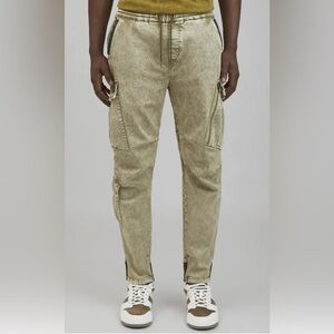 PRPS Chugacal Stonewash Drawstring Cargo Pants in Stone Men’s Size Medium $268